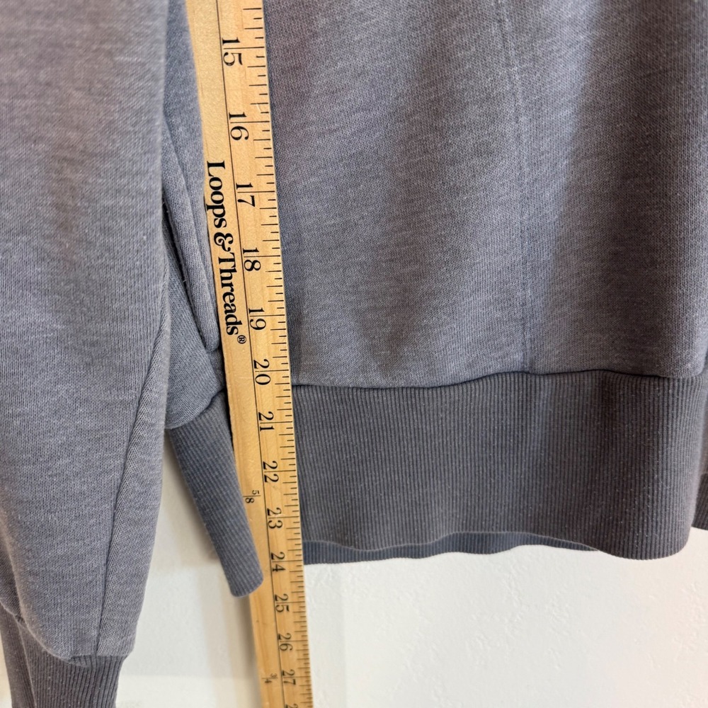Free People Movement V-Neck Hoodie Blue Gray Fleece Relaxed Lounge Athleisure M - Picture 13 of 13